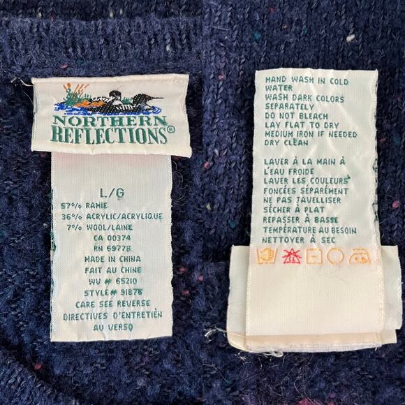 Northern Reflections Sweater Cardigan Large Navy Pink Floral L - Picture 6 of 12